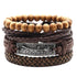 Lederarmband Metal Rose Edelstahl Holzperlen Damenarmbänder Braun